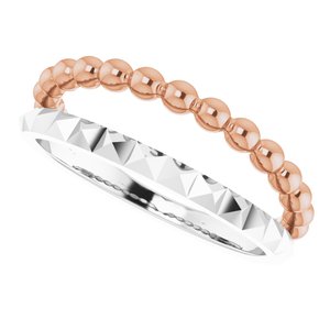 14K White & Rose Beaded & Geometric Stacked Ring - BN & CO JEWELRY