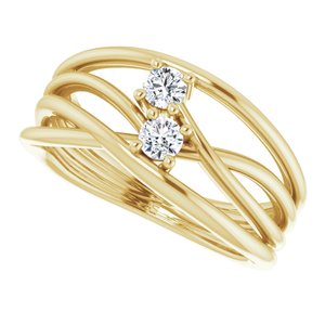 14K Yellow 1/5 CTW Diamond Two-Stone Bypass Ring - BN & CO JEWELRY