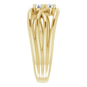 14K Yellow 1/5 CTW Diamond Two-Stone Bypass Ring - BN & CO JEWELRY