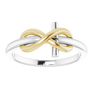 14K White & Yellow Infinity-Inspired Cross Ring - BN & CO JEWELRY