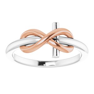 14K White & Rose Infinity-Inspired Cross Ring - BN & CO JEWELRY