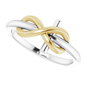 14K White & Yellow Infinity-Inspired Cross Ring - BN & CO JEWELRY