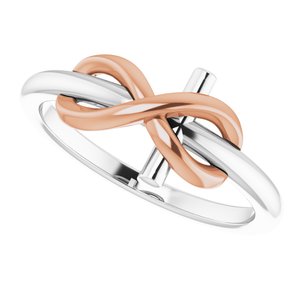 14K White & Rose Infinity-Inspired Cross Ring - BN & CO JEWELRY