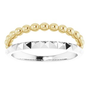 14K White & Yellow Beaded & Geometric Stacked Ring - BN & CO JEWELRY