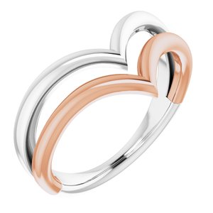 14K White & Rose Double V Ring - BN & CO JEWELRY