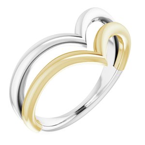 14K White & Yellow Double V Ring - BN & CO JEWELRY