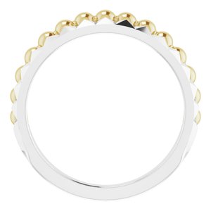 14K White & Yellow Beaded & Geometric Stacked Ring - BN & CO JEWELRY