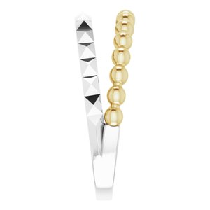 14K White & Yellow Beaded & Geometric Stacked Ring - BN & CO JEWELRY