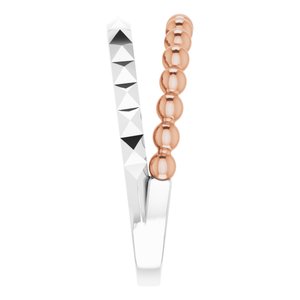 14K White & Rose Beaded & Geometric Stacked Ring - BN & CO JEWELRY