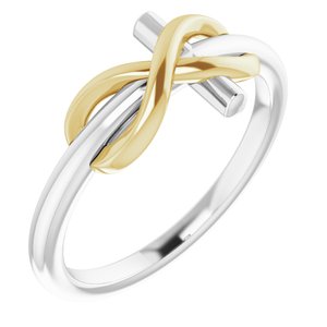 14K White & Yellow Infinity-Inspired Cross Ring - BN & CO JEWELRY