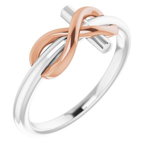 14K White & Rose Infinity-Inspired Cross Ring - BN & CO JEWELRY