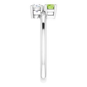 Sterling Silver Natural Peridot & White Sapphire Ring - BN & CO JEWELRY
