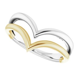 14K White & Yellow Double V Ring - BN & CO JEWELRY