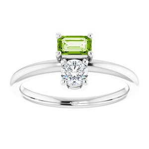 Sterling Silver Natural Peridot & White Sapphire Ring - BN & CO JEWELRY