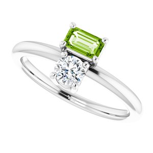 Sterling Silver Natural Peridot & White Sapphire Ring - BN & CO JEWELRY