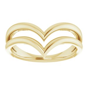 14K Yellow Double V Ring - BN & CO JEWELRY