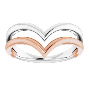 14K White & Rose Double V Ring - BN & CO JEWELRY