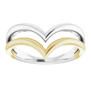 14K White & Yellow Double V Ring - BN & CO JEWELRY