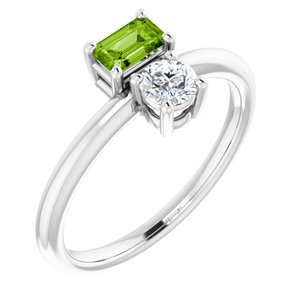 Sterling Silver Natural Peridot & White Sapphire Ring - BN & CO JEWELRY