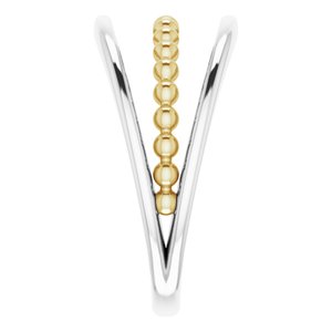 14K White & Yellow Negative Space Beaded Ring - BN & CO JEWELRY
