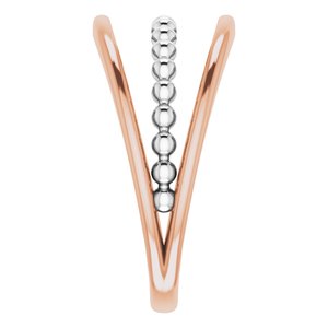 14K Rose & White Negative Space Beaded Ring - BN & CO JEWELRY