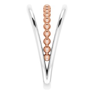 14K White & Rose Negative Space Beaded Ring - BN & CO JEWELRY