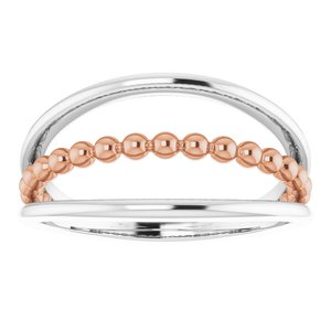 14K White & Rose Negative Space Beaded Ring - BN & CO JEWELRY