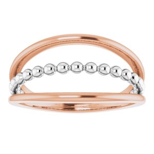14K Rose & White Negative Space Beaded Ring - BN & CO JEWELRY