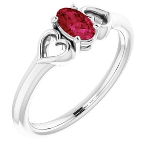 Sterling Silver Imitation Ruby Youth Heart Ring - BN & CO JEWELRY