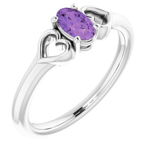 Sterling Silver Natural Amethyst Youth Heart Ring - BN & CO JEWELRY