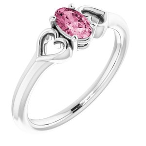 Sterling Silver Imitation Pink Tourmaline Youth Heart Ring - BN & CO JEWELRY