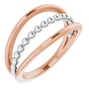 14K Rose & White Negative Space Beaded Ring - BN & CO JEWELRY