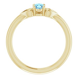 14K Yellow Natural Aquamarine Youth Heart Ring - BN & CO JEWELRY