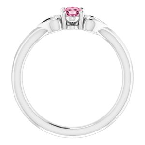 Sterling Silver Imitation Pink Tourmaline Youth Heart Ring - BN & CO JEWELRY