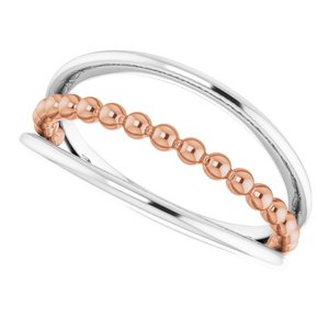 14K White & Rose Negative Space Beaded Ring - BN & CO JEWELRY