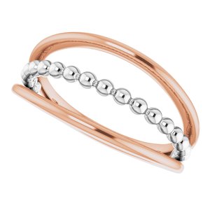 14K Rose & White Negative Space Beaded Ring - BN & CO JEWELRY