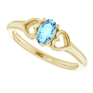 14K Yellow Natural Aquamarine Youth Heart Ring - BN & CO JEWELRY