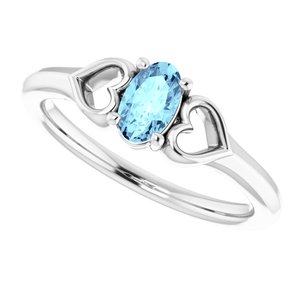 Sterling Silver Imitation Aquamarine Youth Heart Ring - BN & CO JEWELRY