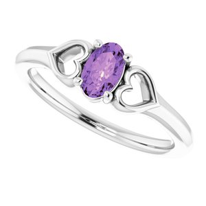 Sterling Silver Natural Amethyst Youth Heart Ring - BN & CO JEWELRY