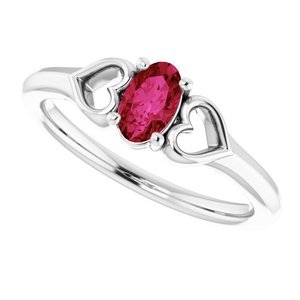 Sterling Silver Imitation Ruby Youth Heart Ring - BN & CO JEWELRY