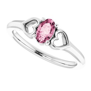 Sterling Silver Imitation Pink Tourmaline Youth Heart Ring - BN & CO JEWELRY