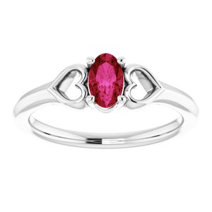Sterling Silver Imitation Ruby Youth Heart Ring - BN & CO JEWELRY