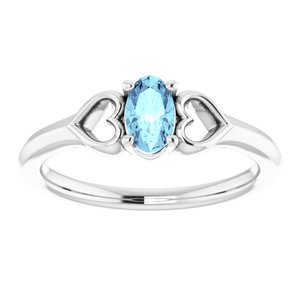Sterling Silver Imitation Aquamarine Youth Heart Ring - BN & CO JEWELRY