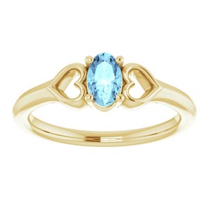 14K Yellow Natural Aquamarine Youth Heart Ring - BN & CO JEWELRY