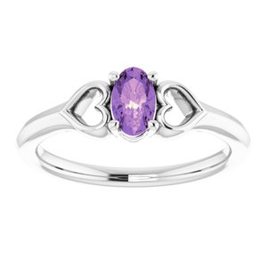 Sterling Silver Natural Amethyst Youth Heart Ring - BN & CO JEWELRY