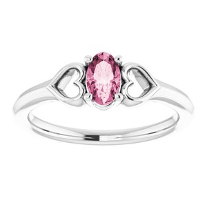 Sterling Silver Imitation Pink Tourmaline Youth Heart Ring - BN & CO JEWELRY