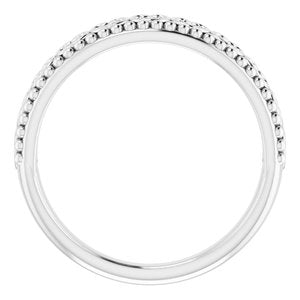14K White .04 CTW Natural Diamond Stackable Beaded Heart Ring - BN & CO JEWELRY