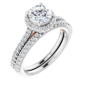 14K White/Rose 6.5 mm Round - BN & CO JEWELRY