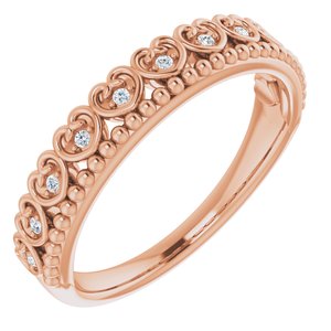14K Rose .04 CTW Natural Diamond Stackable Beaded Heart Ring - BN & CO JEWELRY