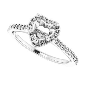 14K White 6 x 6 mm Heart - BN & CO JEWELRY